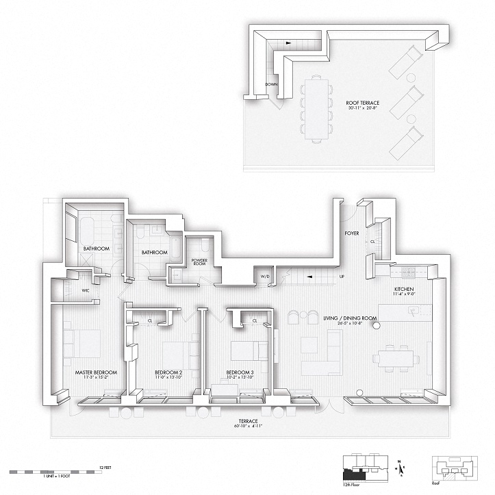 Floor plan for 3 beds, 2.5 baths, 1587 sqft